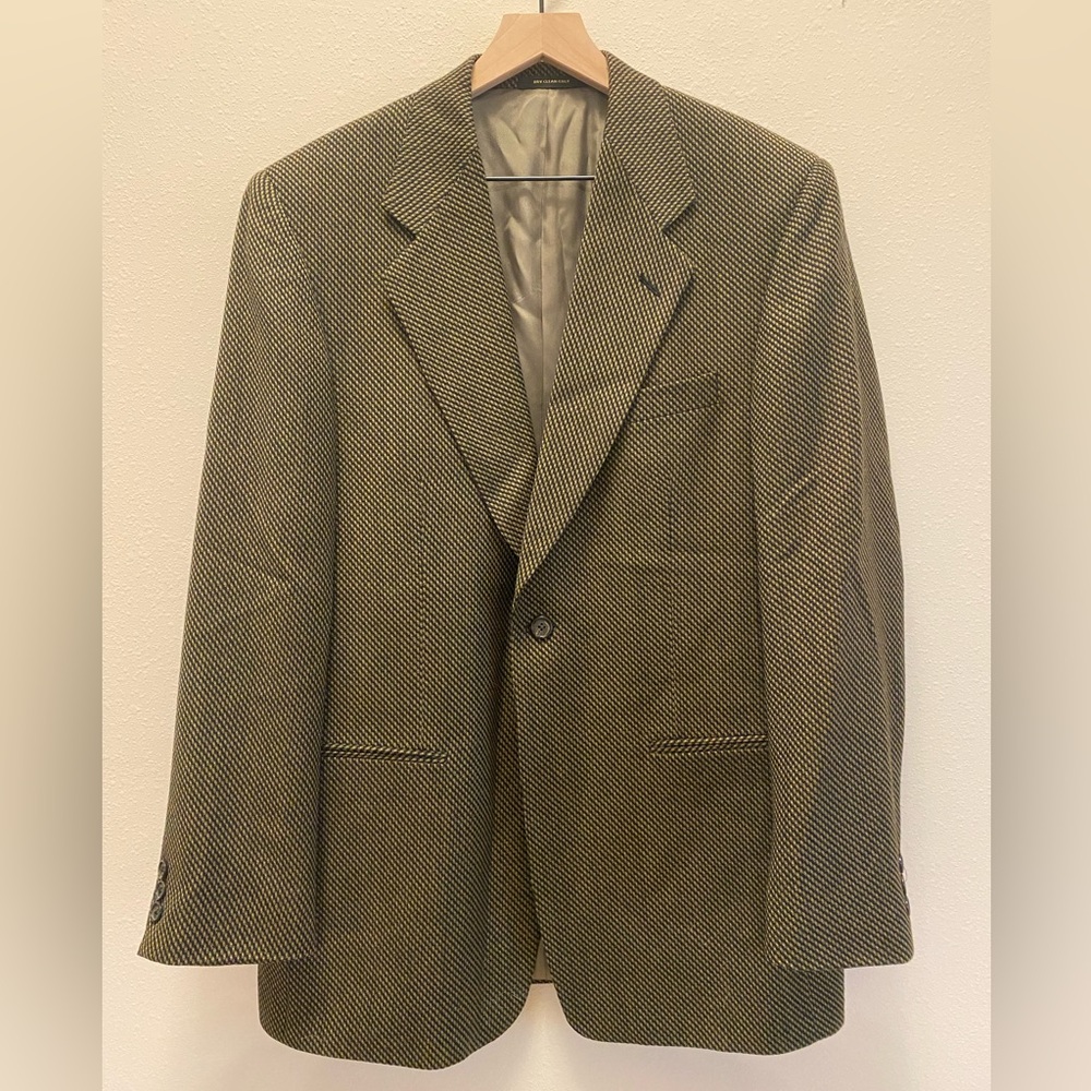 Vintage Givenchy Monsieur Blazer Wool Single Button Patterned Black and Gold 40R